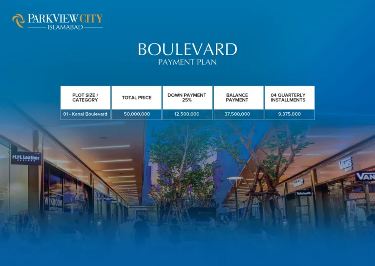 Boulevard Payment Plan Park View city Islamabad